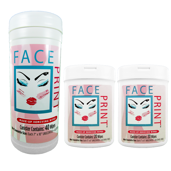 Face Print Makeup Removing Wipes: Three Canisters (80ct)