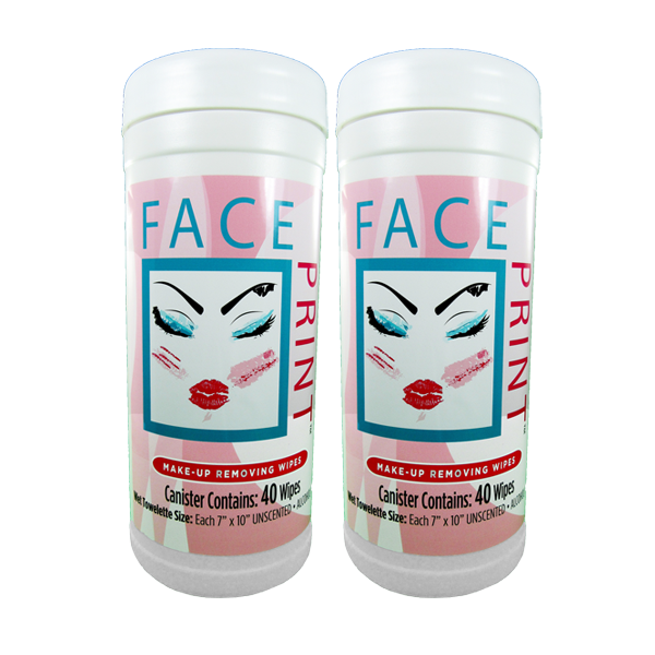 Face Print Makeup Removing Wipes: Two Canisters (80ct)