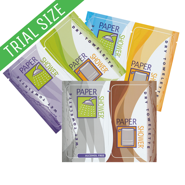 trial sizes of paper shower body wipes